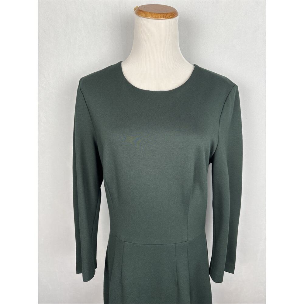 Trina Turk Ponte Knit Sheath Dress Gold Tone Buttons Women's 8 Green Officewear - Picture 3 of 9